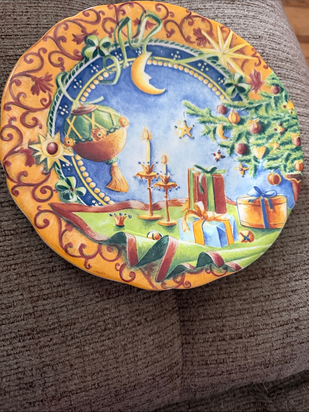 Gien, France -Festive Decorative Holiday Serving Plate - Bright Multicolor